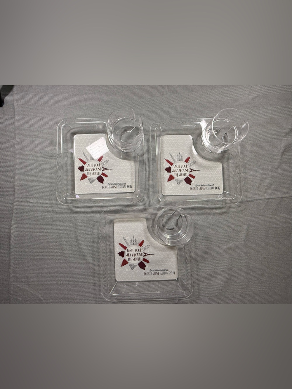 Disney 2019 Food and Wine Clear Plastic Snack Tray with Cup Holder - Picture 9 of 10